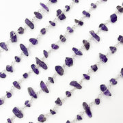 Amethyst Organic Shape Sterling Silver Wire Chain